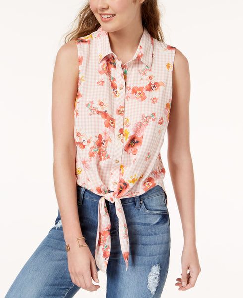Juniors' Tie-Front Blouse